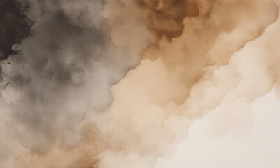 Light dusty soft pastel color shade. Brown sepia beige nude gray white abstract watercolor pattern. Elegant art background. Paper brush stain splash.