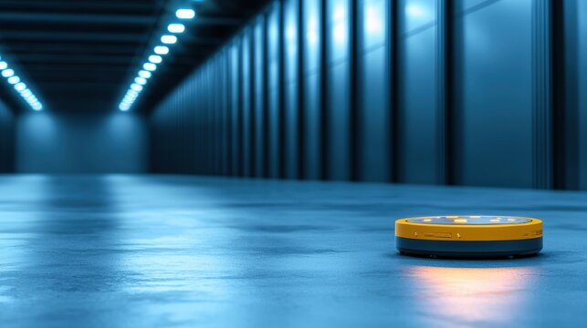 inventory management warehouse Interior of a modern warehouse with automated systems, robotics and automation for efficient inventory management, advanced warehouse technology and automation