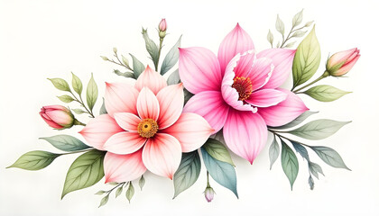 Obraz premium Botanical illustration of a stunning pink and orange flower with smooth, curved petals. The digital artwork captures the subtle color transitions and fine veins of each petal, creating a soft yet vibr