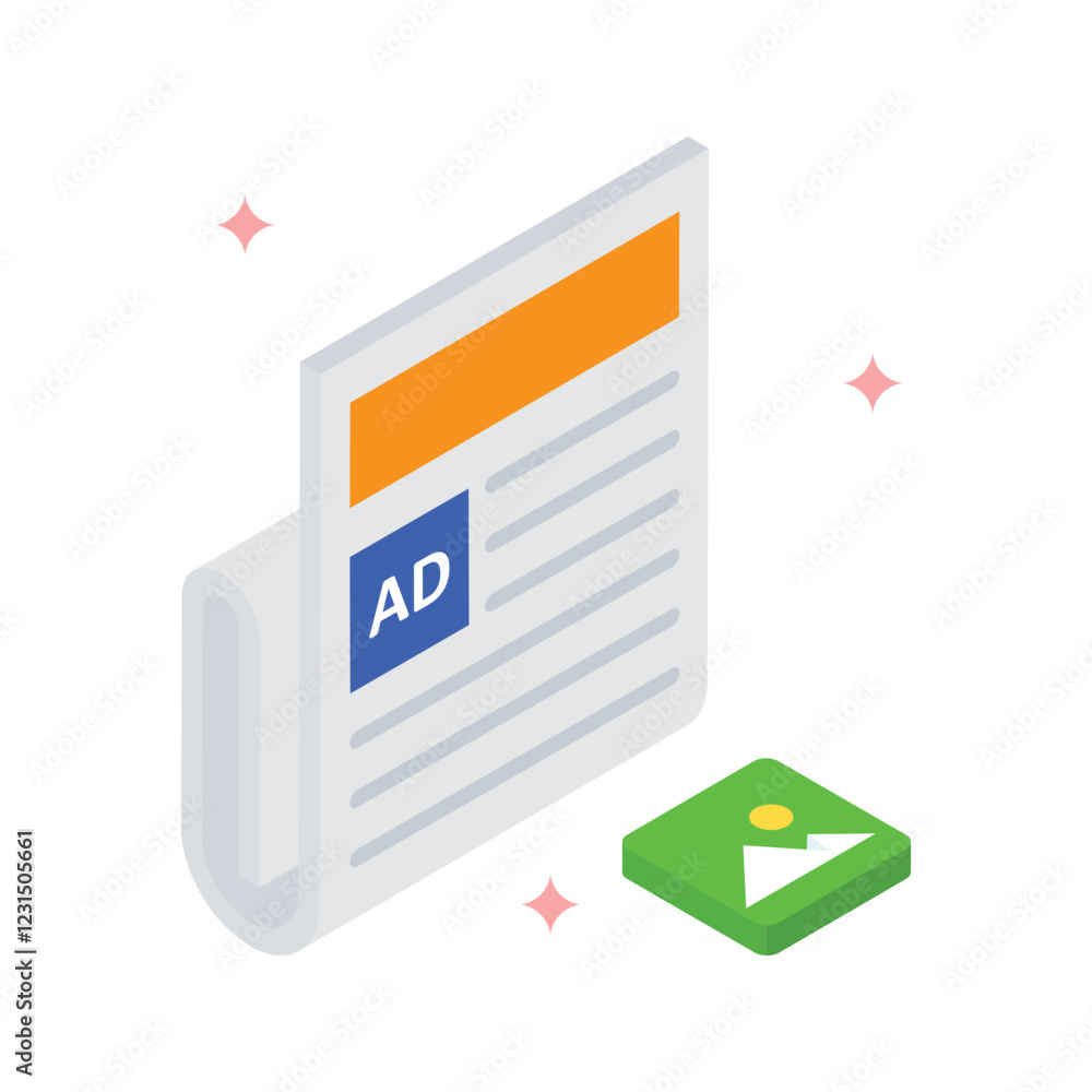 Poster print ads vector filled icon style. eps 10 file