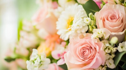 Fototapeta premium Beautiful Pastel Pink Rose Bouquet Floral Arrangement