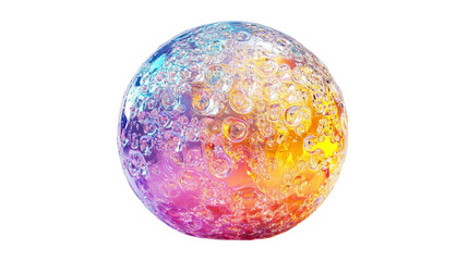 Obraz premium Colorful glass sphere filled with bubbles reflecting light in a vibrant display
