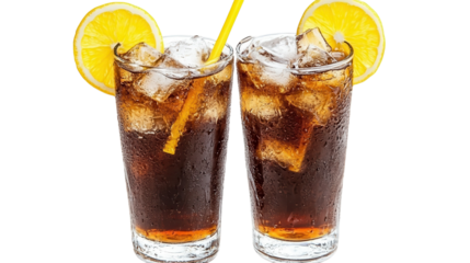 Refreshing cold drinks with ice and lemon slices enjoyed during a sunny afternoon gathering