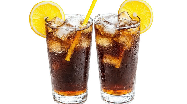 Refreshing cold drinks with ice and lemon slices enjoyed during a sunny afternoon gathering