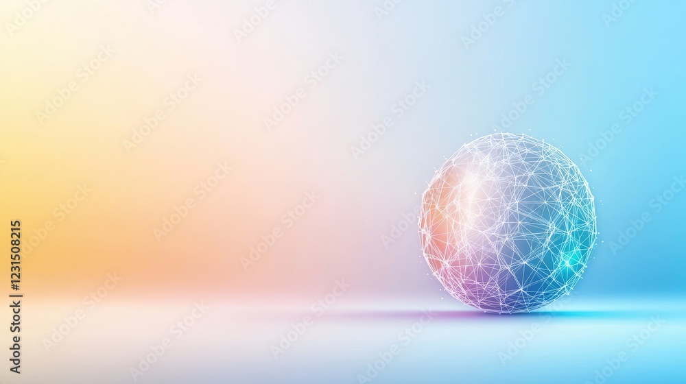 Poster globe minimalist wireframe colourful colorful wireframe globe rotating, dynamic and futuristic desig
