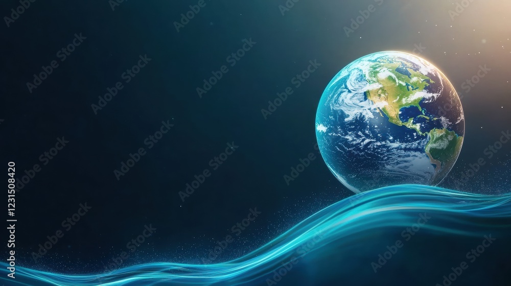Poster globe minimalist abstract wave line abstract globe formed by flowing lines and waves, representing g