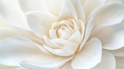 A close-up of a delicate white flower, showcasing its soft petals and intricate details, creating a serene and elegant visual.