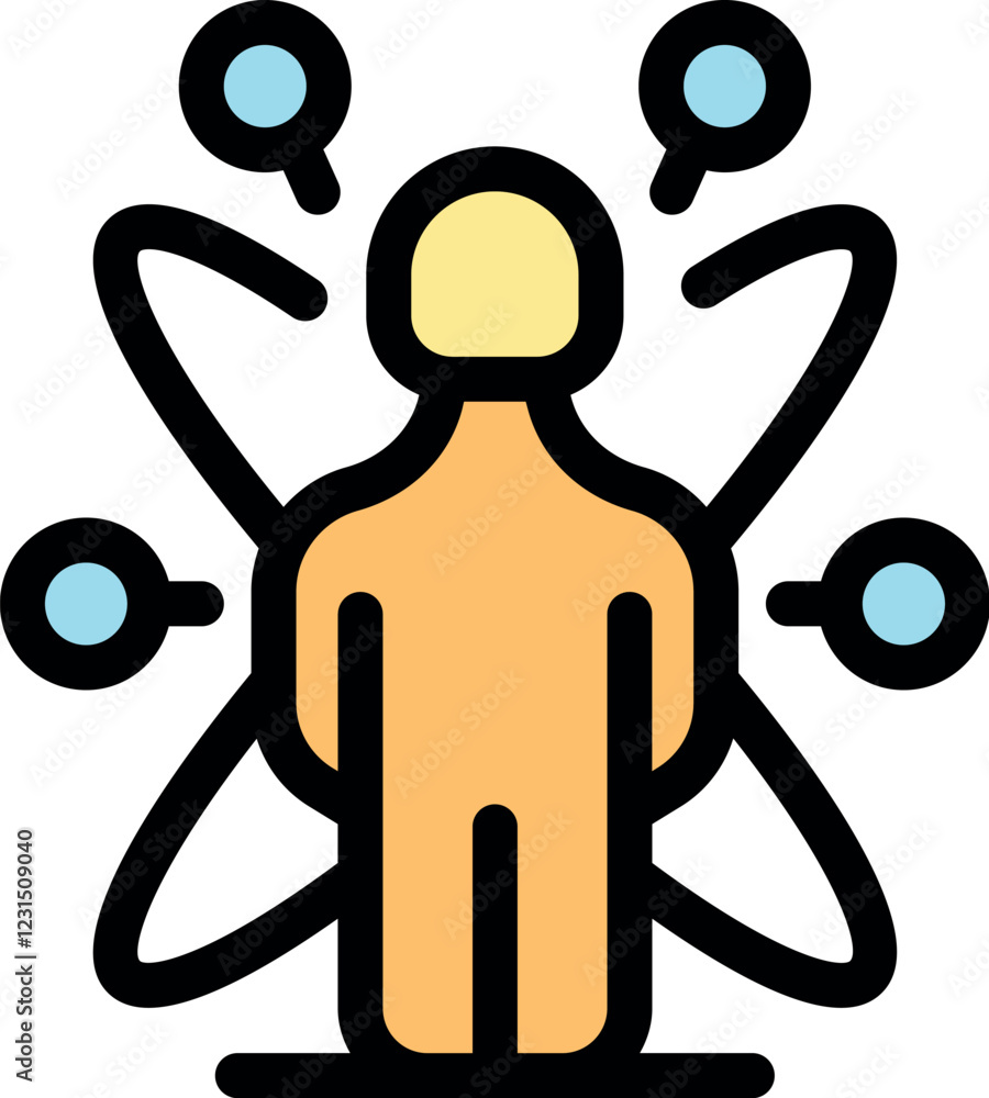 Poster multitasking businessperson managing multiple tasks and time, work overload and time management conc