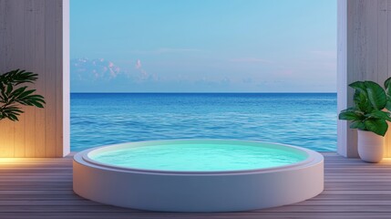 Spa bathroom Bathtub Sunken bathtub with ocean views, open air design, tranquil escape