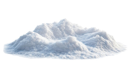 White mound of salt depicting a natural earth formation on a plain background in a bright setting