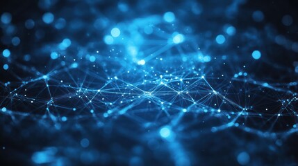 Obraz premium Abstract Network Connection, Digital Data Flow, Blue Background, Technology Concept