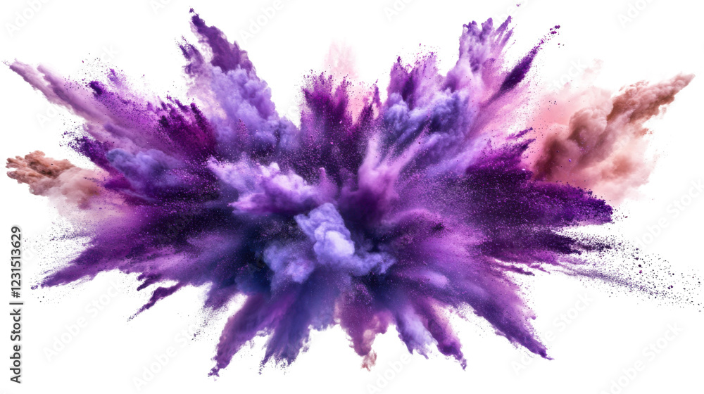 Poster colorful powder exploding, creating a vibrant cloud on transparent background