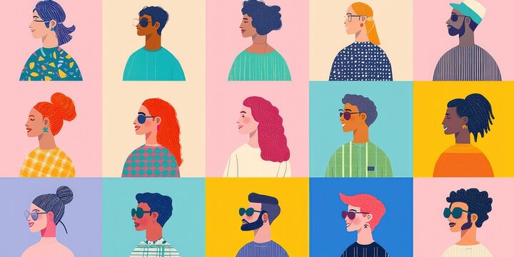 A vibrant illustration of individuals representing distinct personality traits and characteristics.
