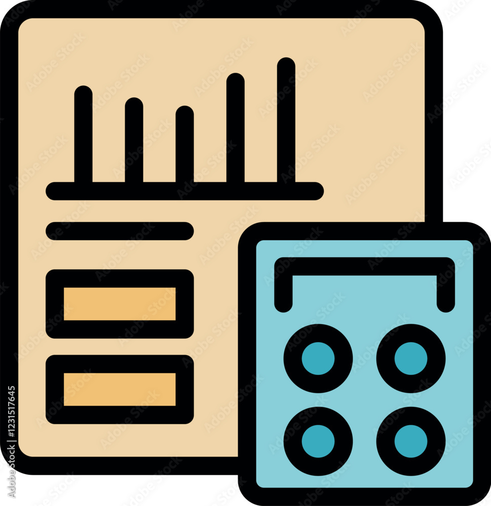 Aufkleber business calculator is calculating growth chart on a document, analyzing financial data and planning