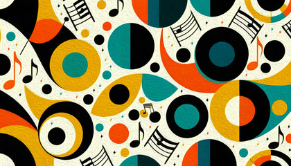 Obraz premium Musical pattern. Design for fabrics, wallpapers. Illustration with oil paint for printing on wall decorations