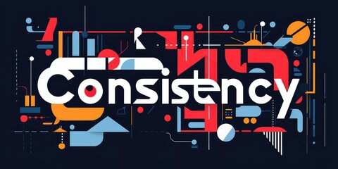An inspirational typography design showcasing the word "Consistency" with modern visuals.