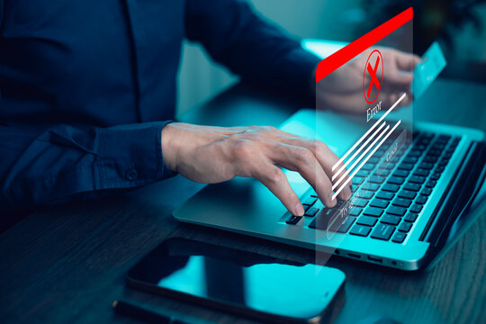 A frustrated user encounters an error while making an online transaction, symbolizing cybersecurity threats, payment failure, or system glitches in digital banking and e-commerce. - Powered by Adobe