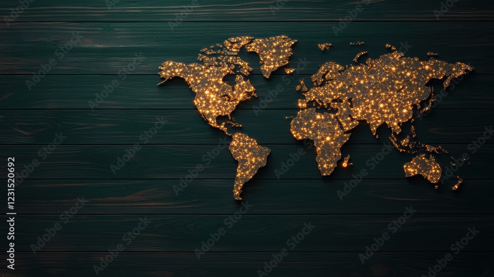 Poster security risk cybersecurity global network map with highlighted vulnerable areas, dark background, r