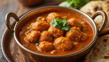 Delicious Indian Vegetable Curry with Soft Naan Bread