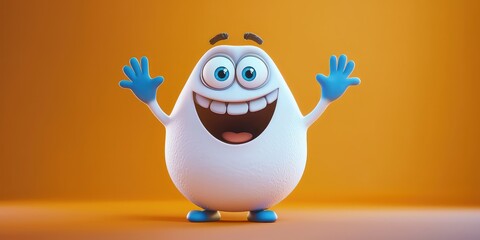 Obraz premium A cheerful animated character waving, with expressive eyes and a dynamic pose.