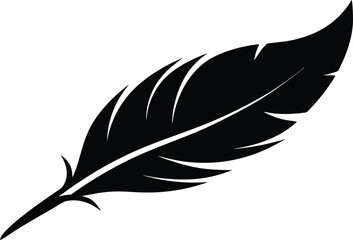 Fluffy Feather Silhouette Vector Icon, feather vector illustration icon isolated on a white background 