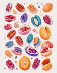 Illustrated Assortment of Pecans and Nuts