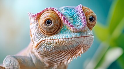Fototapeta premium Colorful Chameleon Close-up with Intricate Details and Expressions