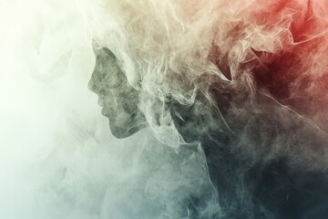 Obraz premium Smoke cloud formation resembling a horse in a blue sky background with soft white clouds