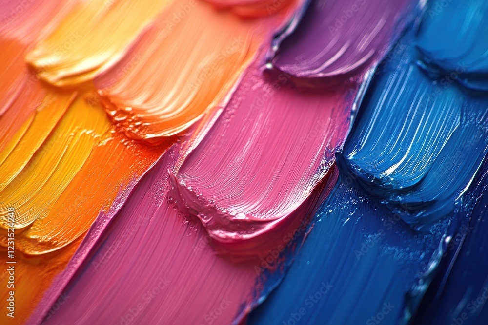 Poster close up view of various paint colors in containers for art and craft projects