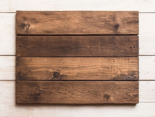Rustic brown wooden sign against a whitewashed background. Perfect for adding your own text or design.