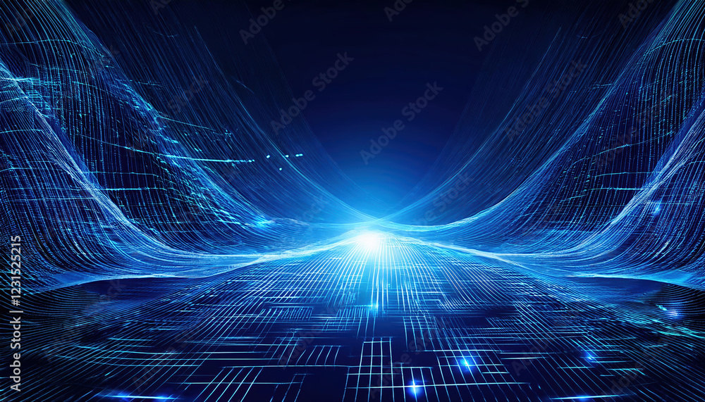 Aufkleber digital abstract background with blue light particles and gradients