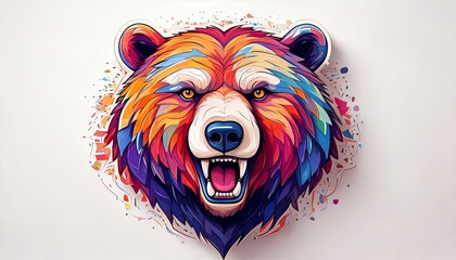 Vivid Multicolored Bear Portrait