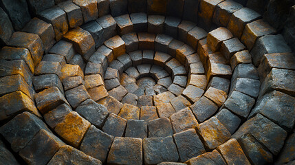 Circular stone pattern, spiral design, medieval craftsmanship, architectural detail