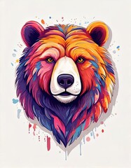Vivid Multicolored Bear Portrait