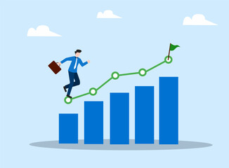 business person with graph chart progress