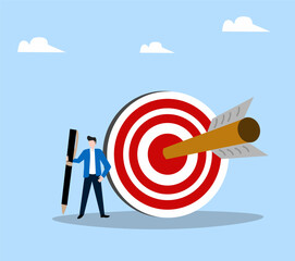Business person with business target and arrow