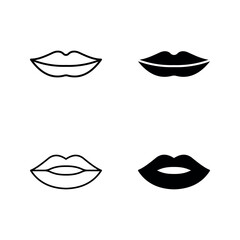 lip icon set color editable on white background