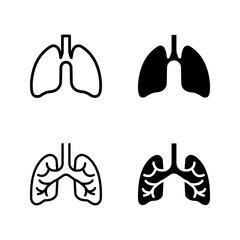 Lungs icon set color editable on white background