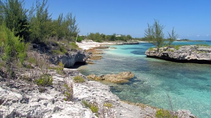 Obraz premium Coastal Serenity A Tranquil Beach Scene With Turquoise Waters