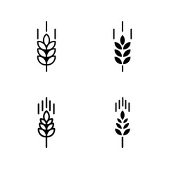 Wheat ear icon set color editable