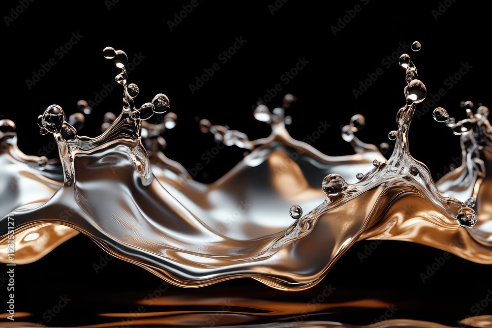 Poster artistic splash of fresh water forming abstract shapes in a 3d rendering