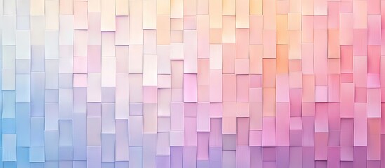 Abstract pastel gradient background with overlapping square tiles in soft pink, blue, and lavender shades arranged in a textured pattern.