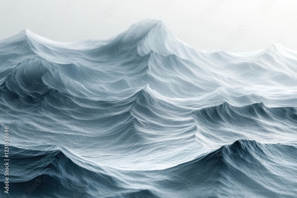 Poster 3d rendered image of a dynamic ocean wave with fluid motion and blue tones