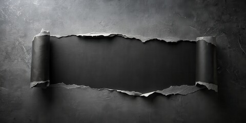 Torn Dark Paper Revealing a Black Background for Your Message