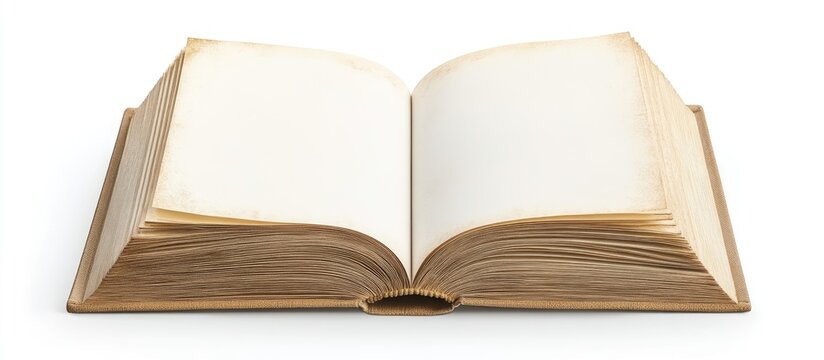 Blank white book cover displayed opened to showcase both front and back designs with a clean, bright background and soft golden pages.