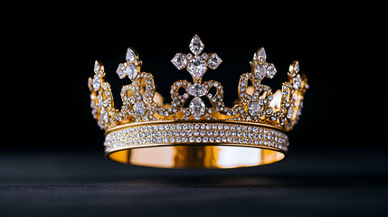 Diamond crown, gold, dark background, royalty, luxury