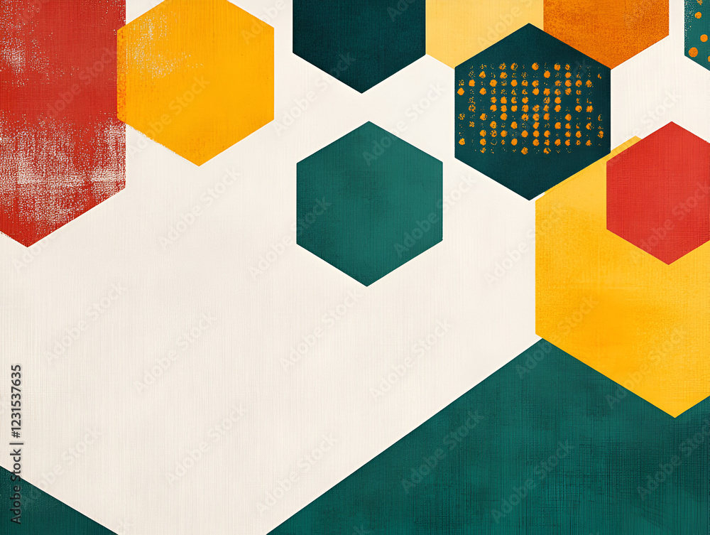 Poster abstract hexagon composition: a vibrant and modern abstract composition featuring a collection of co