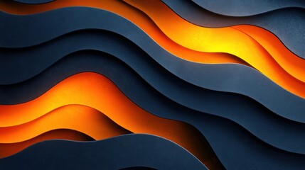 Abstract orange wave glowing dark background design