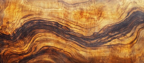 Naklejka premium Rich brown wooden texture with warm tones and intricate grain patterns on a smooth surface, ideal for design projects or backgrounds.