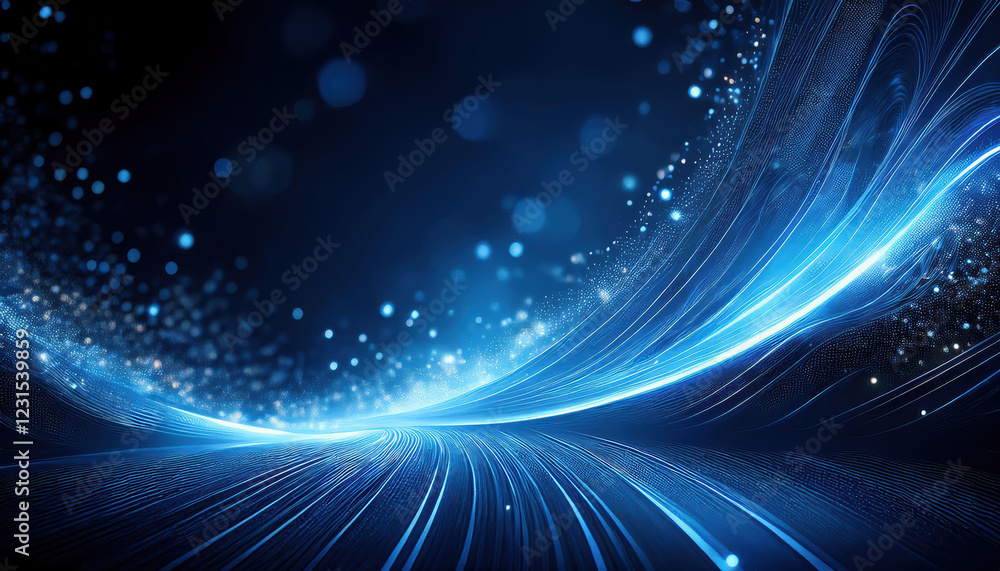 Aufkleber dark blue abstract background with glowing particles and swirling patterns